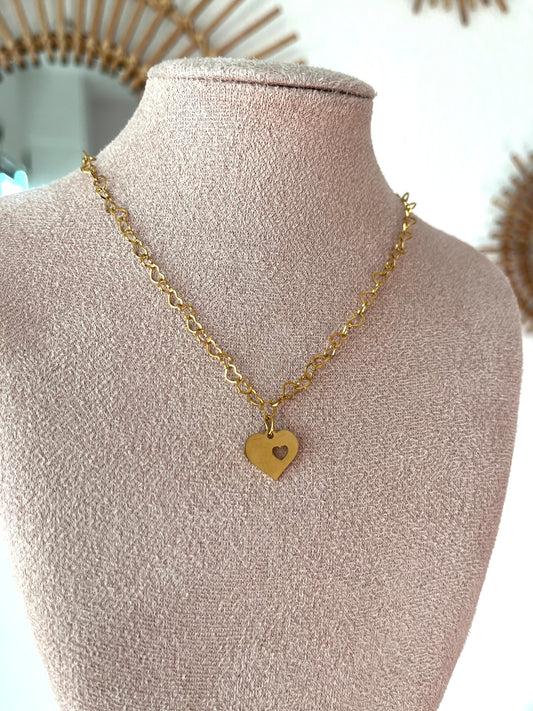 Ketting full of hearts - goud