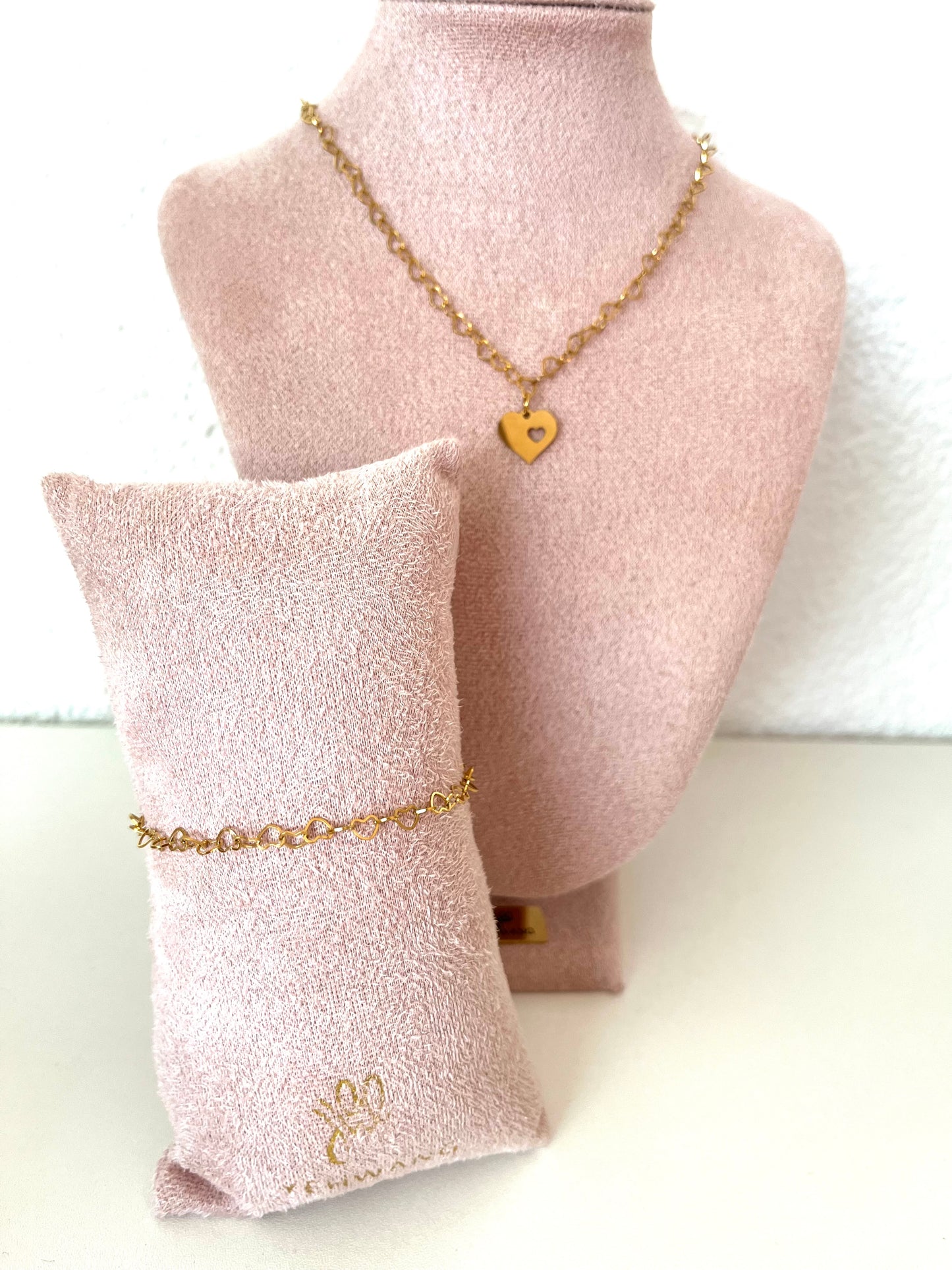 Ketting full of hearts - goud