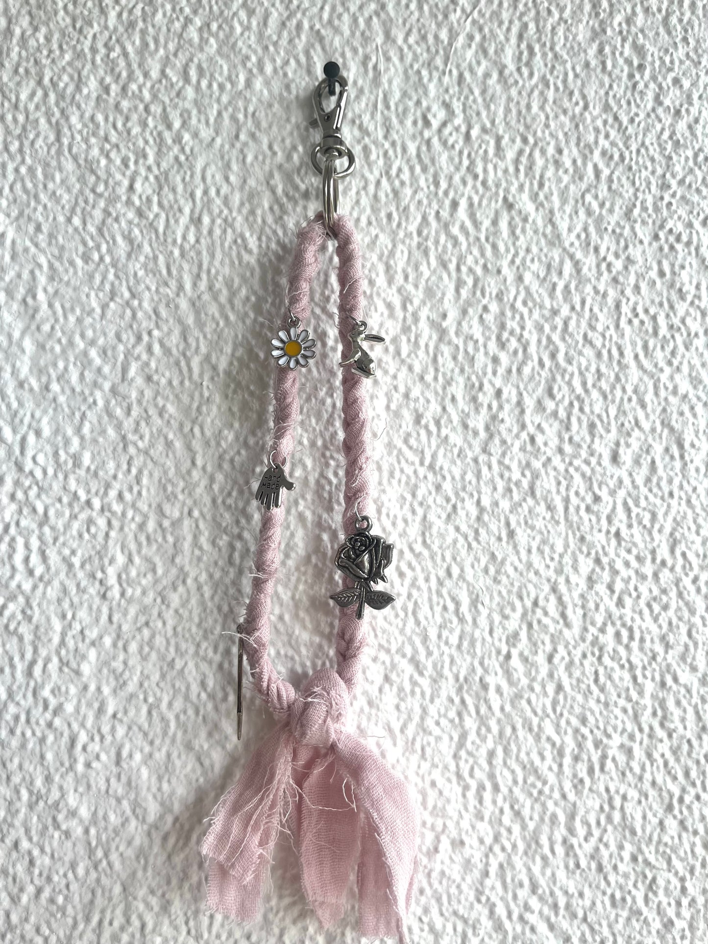 Sleutelhanger roze - zilver