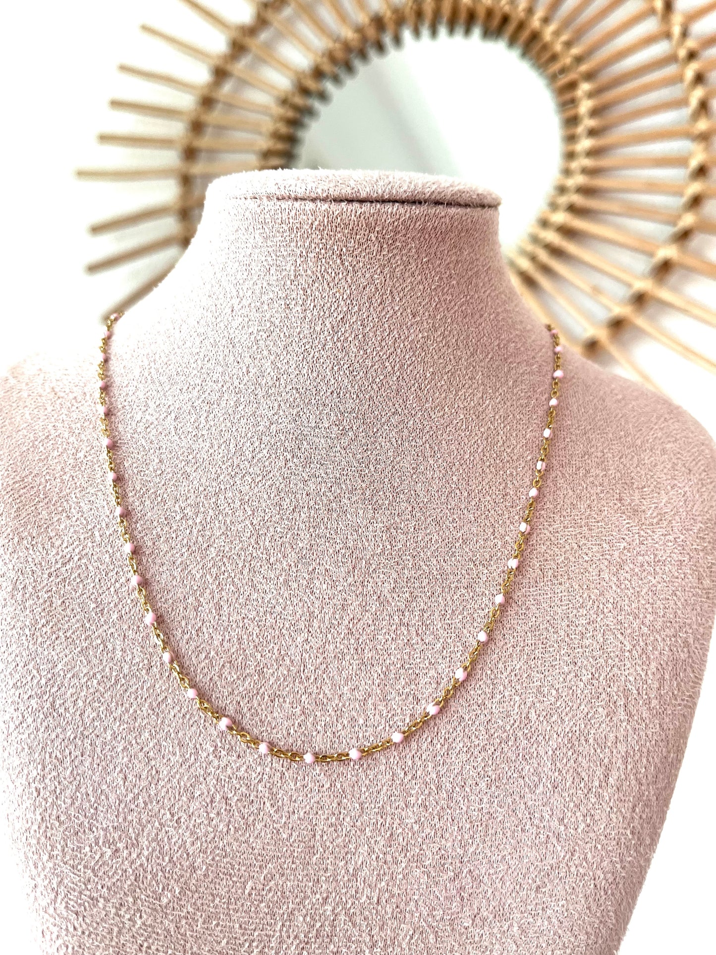 Ketting ball chain roze - goud