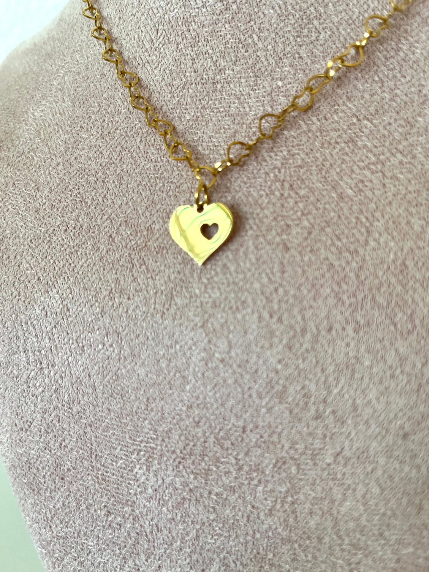 Ketting full of hearts - goud