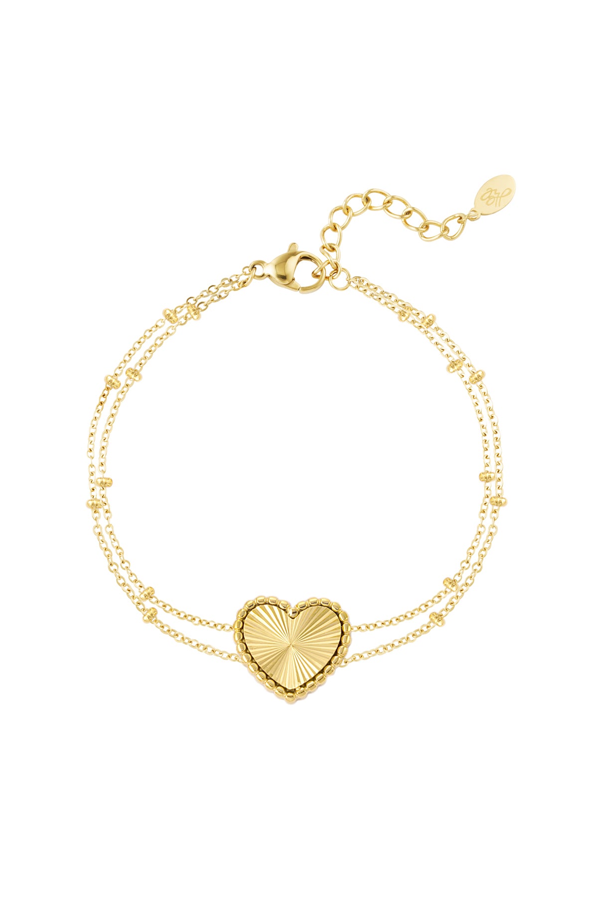 Armband hart met bolletjes goud