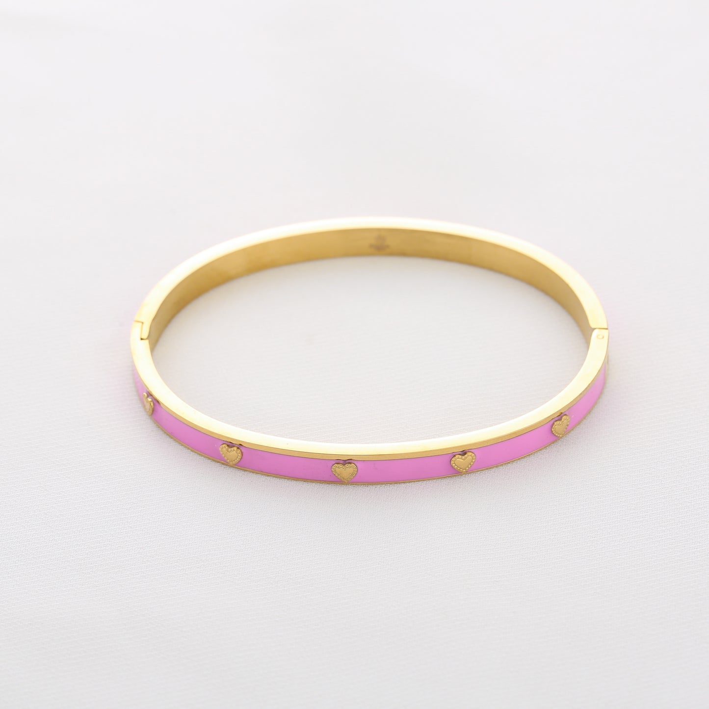 Armband hartje - pink/goud