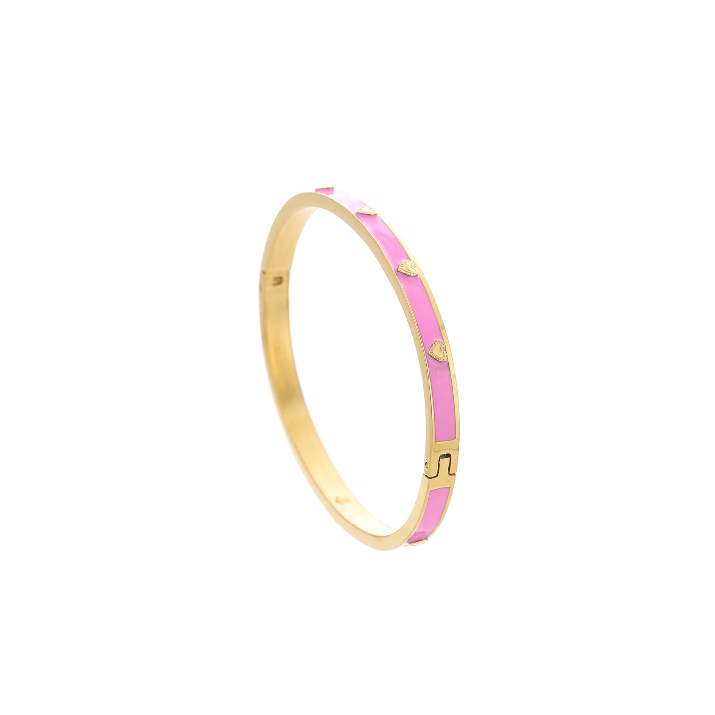 Armband hartje - pink/goud