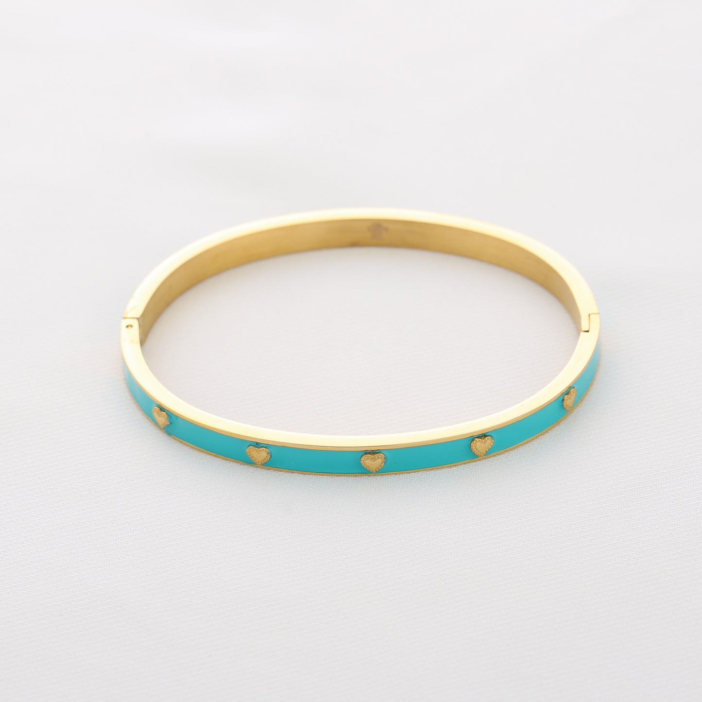 Armband hartje - turquoise/goud