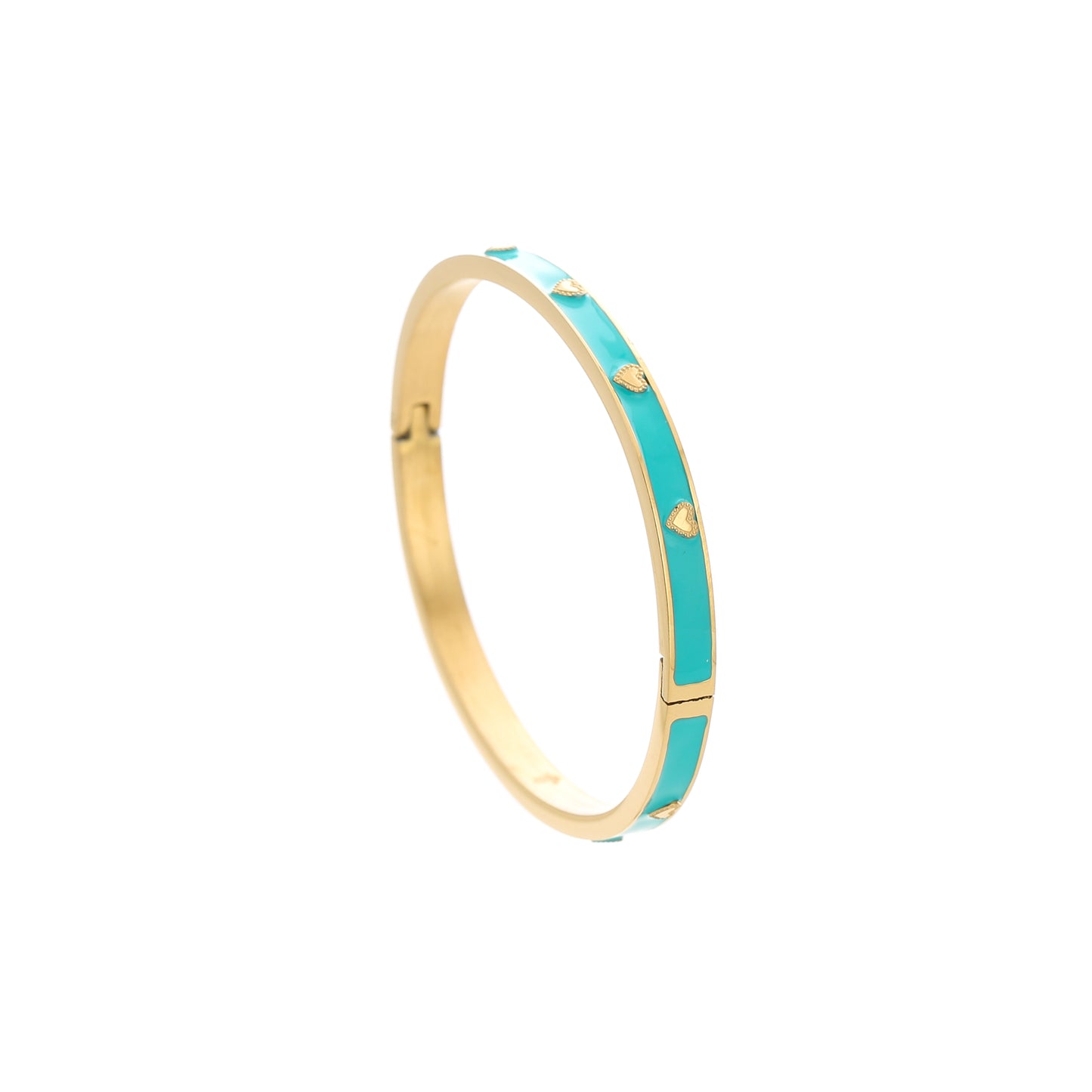 Armband hartje - turquoise/goud