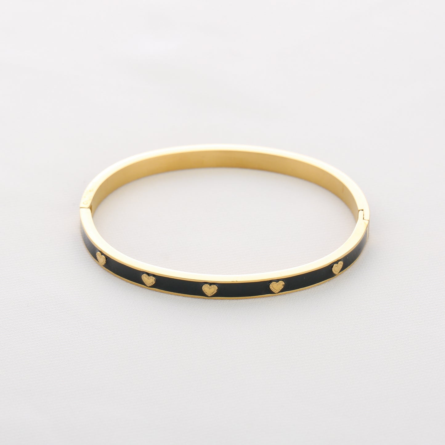 Armband hartje - zwart/goud