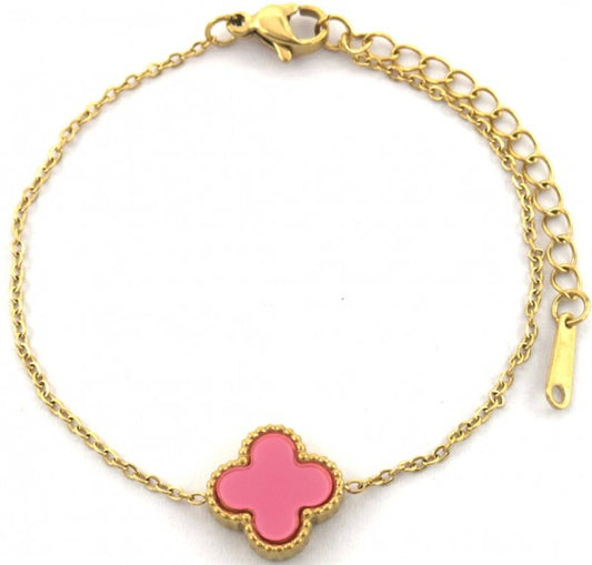 Armband Clover Pink - goud