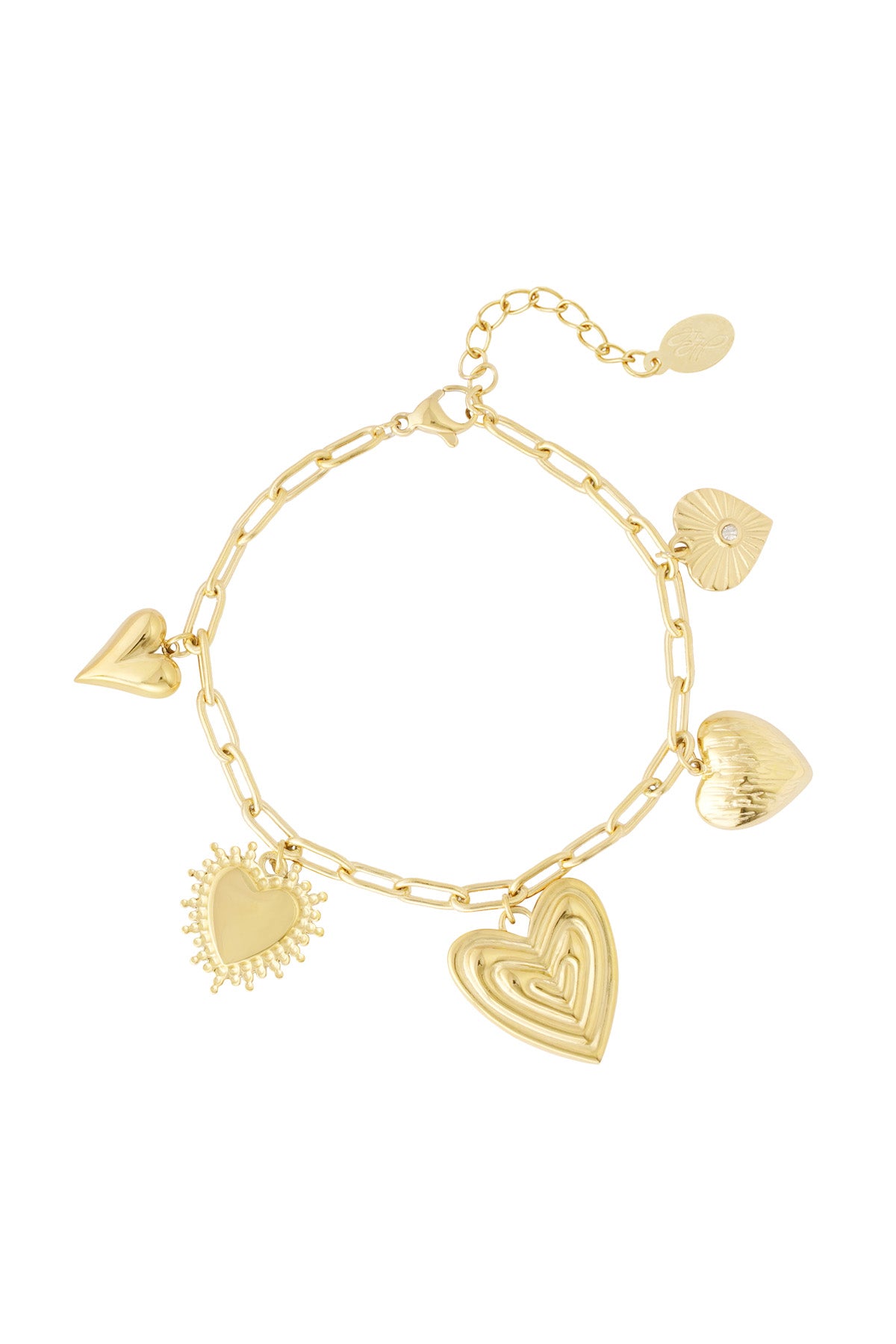 Bedelarmband Hearts for the win - goud