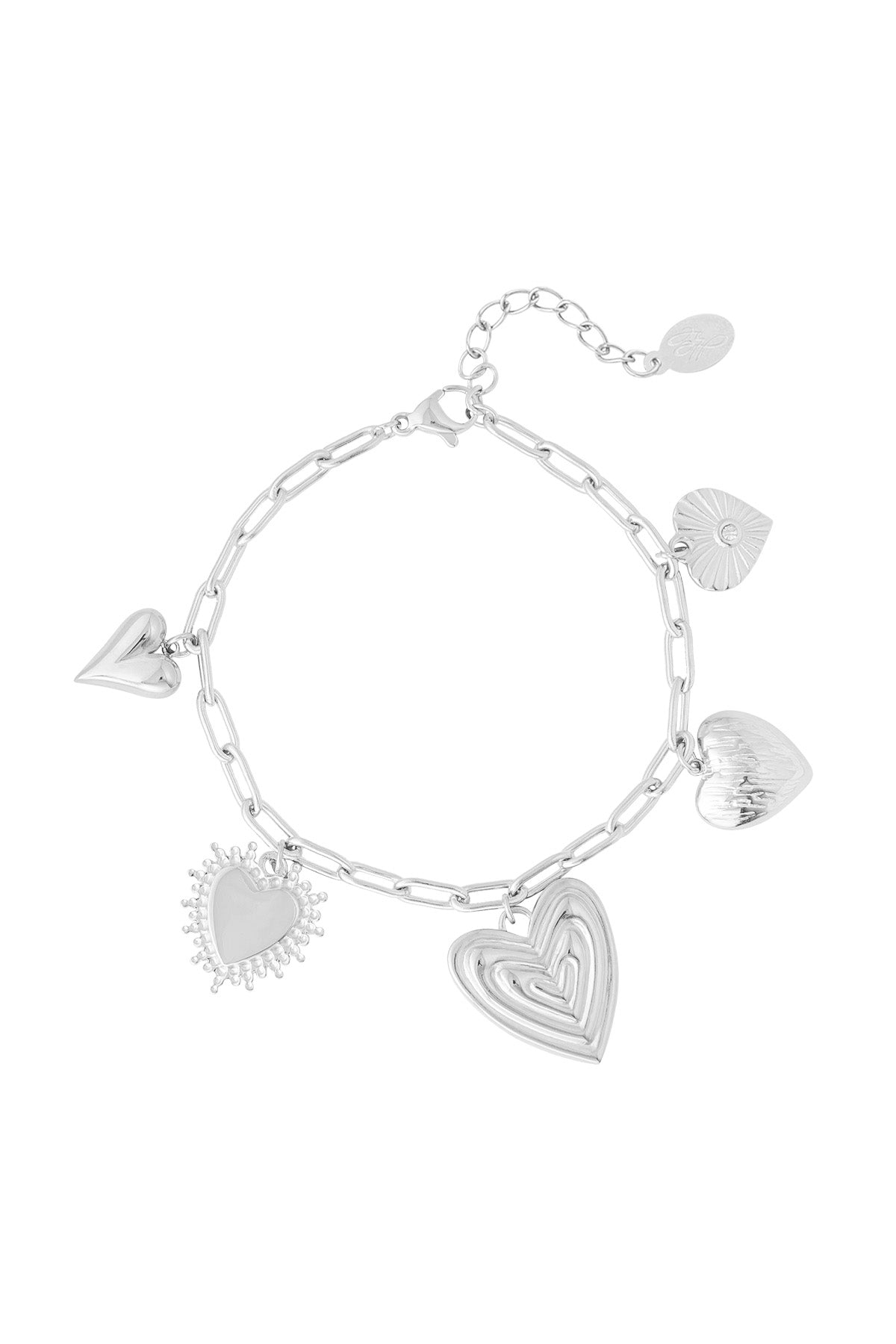 Bedelarmband Hearts for the win - zilver