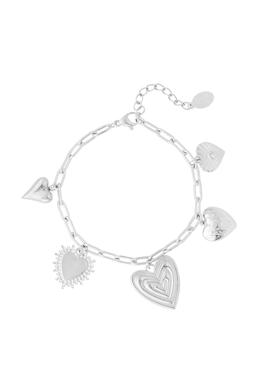 Bedelarmband Hearts for the win - zilver