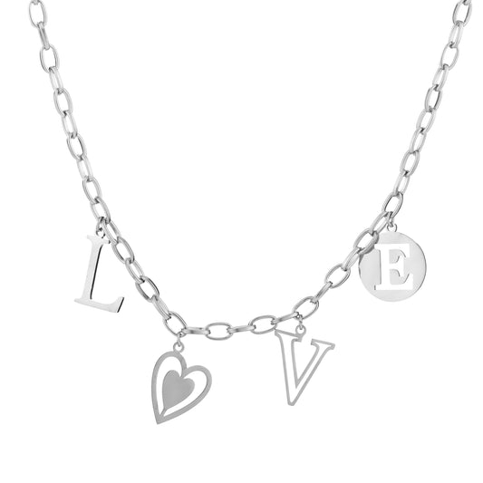 Bedelketting Love  - zilver