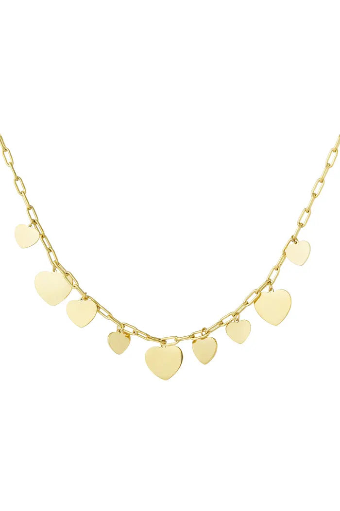 Chunky hearts ketting - goud