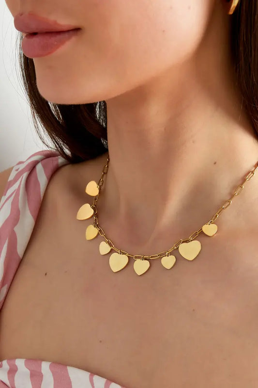 Chunky hearts ketting - goud