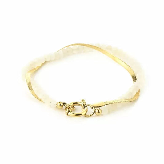 Armband dubbel goud - off white