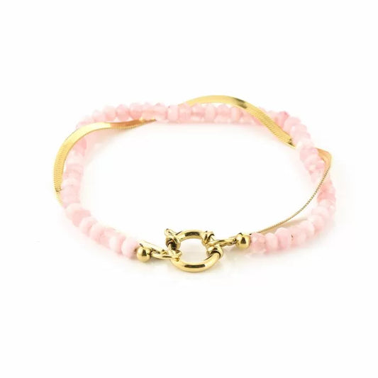 Armband dubbel goud - roze