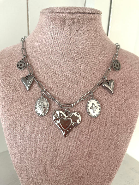 Bedelketting big heart II - zilver