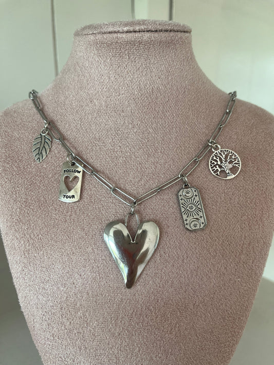 Bedelketting big heart -zilver