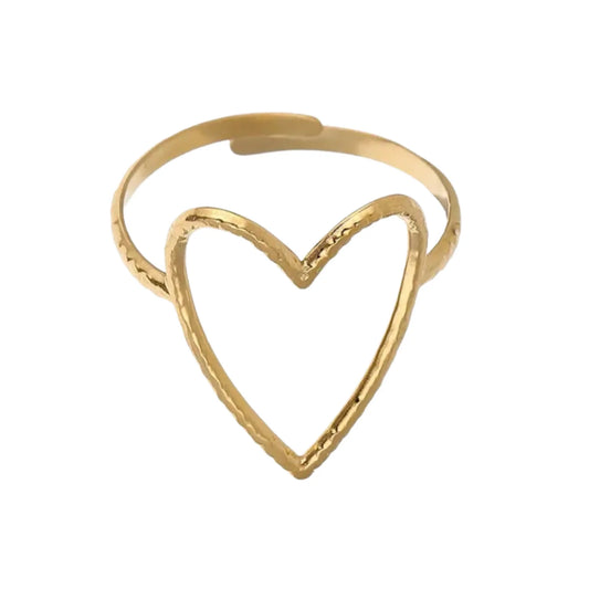 Ring hart ribbel - goud