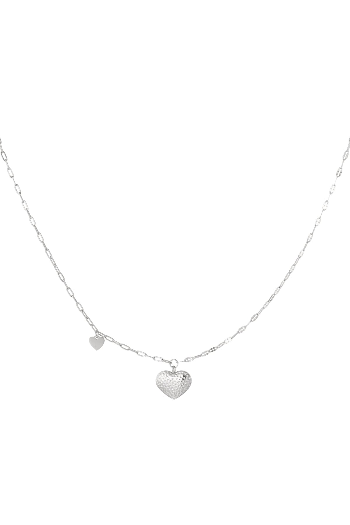 Schakelketting basic met hartje zilver