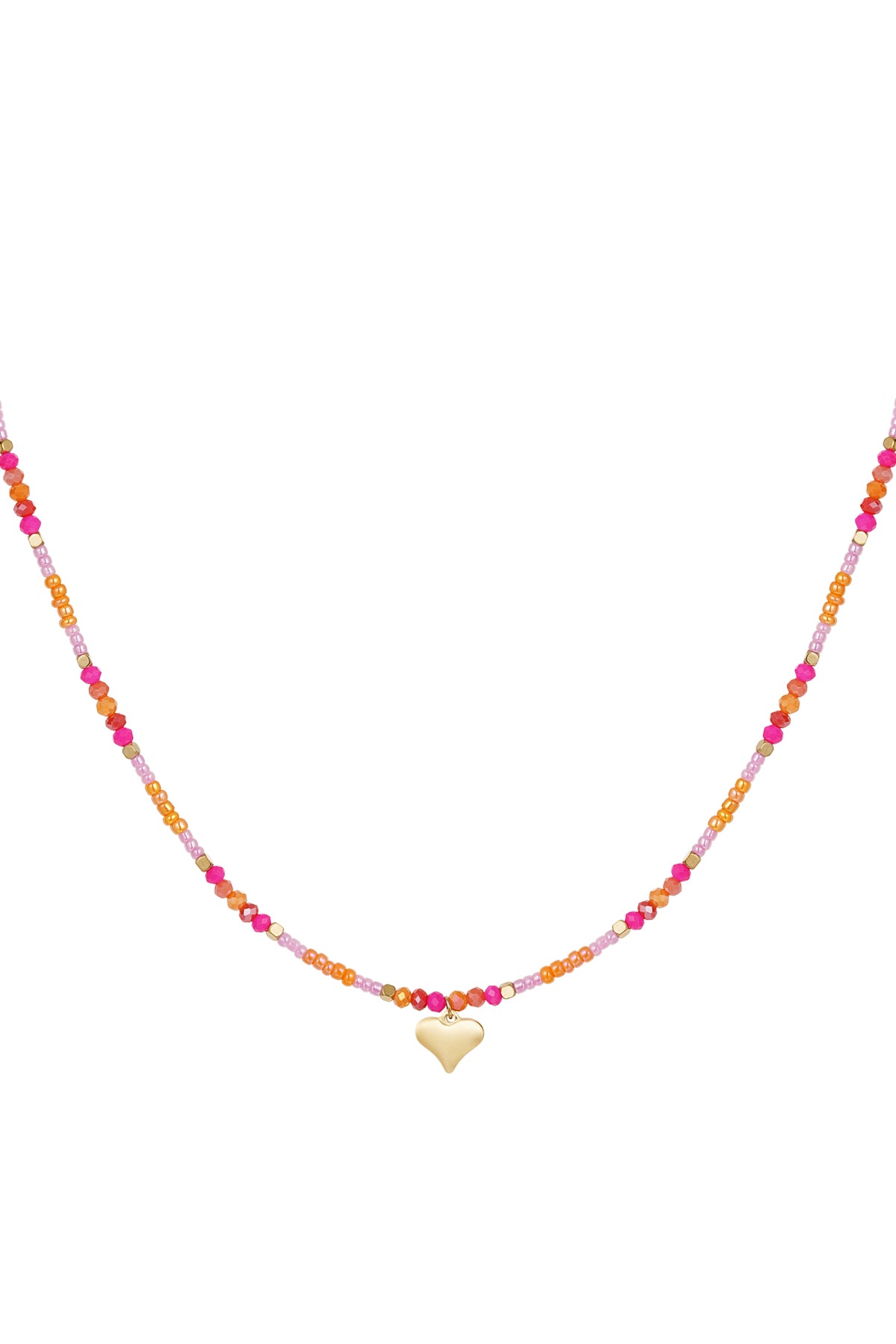 Kralenketting fuchsia bedel-goud