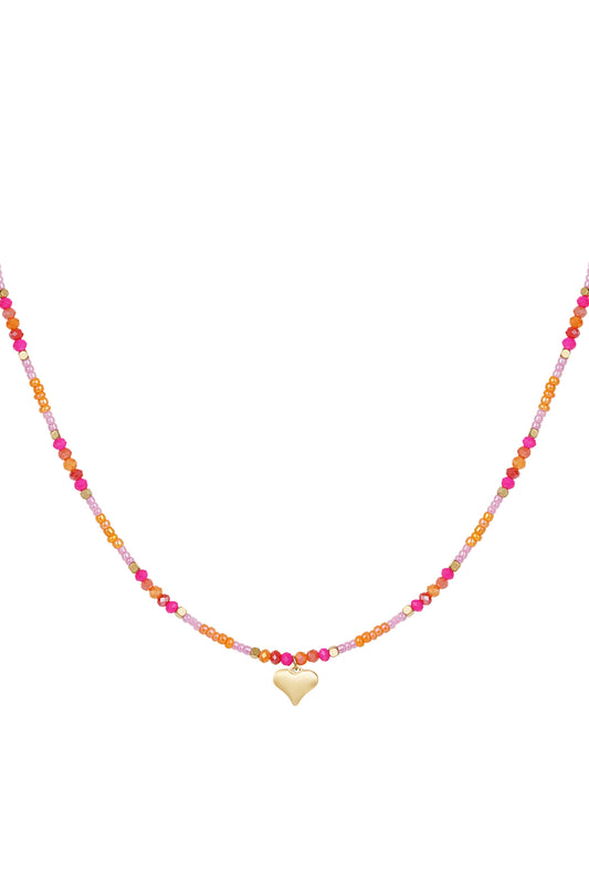 Kralenketting fuchsia bedel-goud