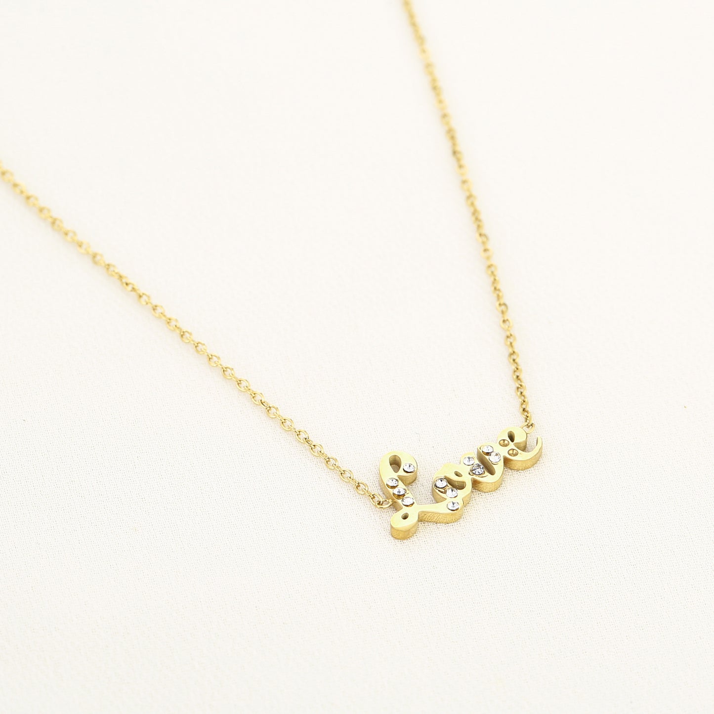 Ketting Love met steentjes - goud