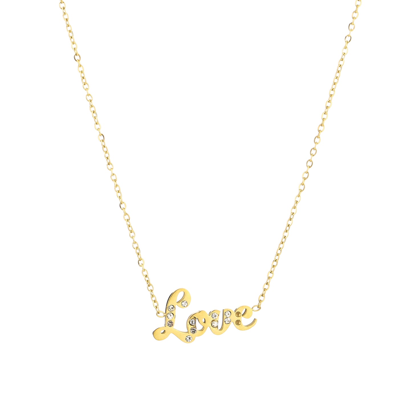 Ketting Love met steentjes - goud