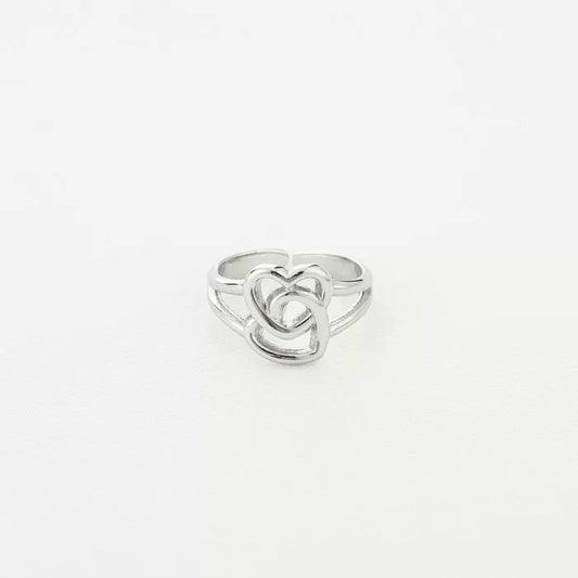 Ring dubbel hart zilver