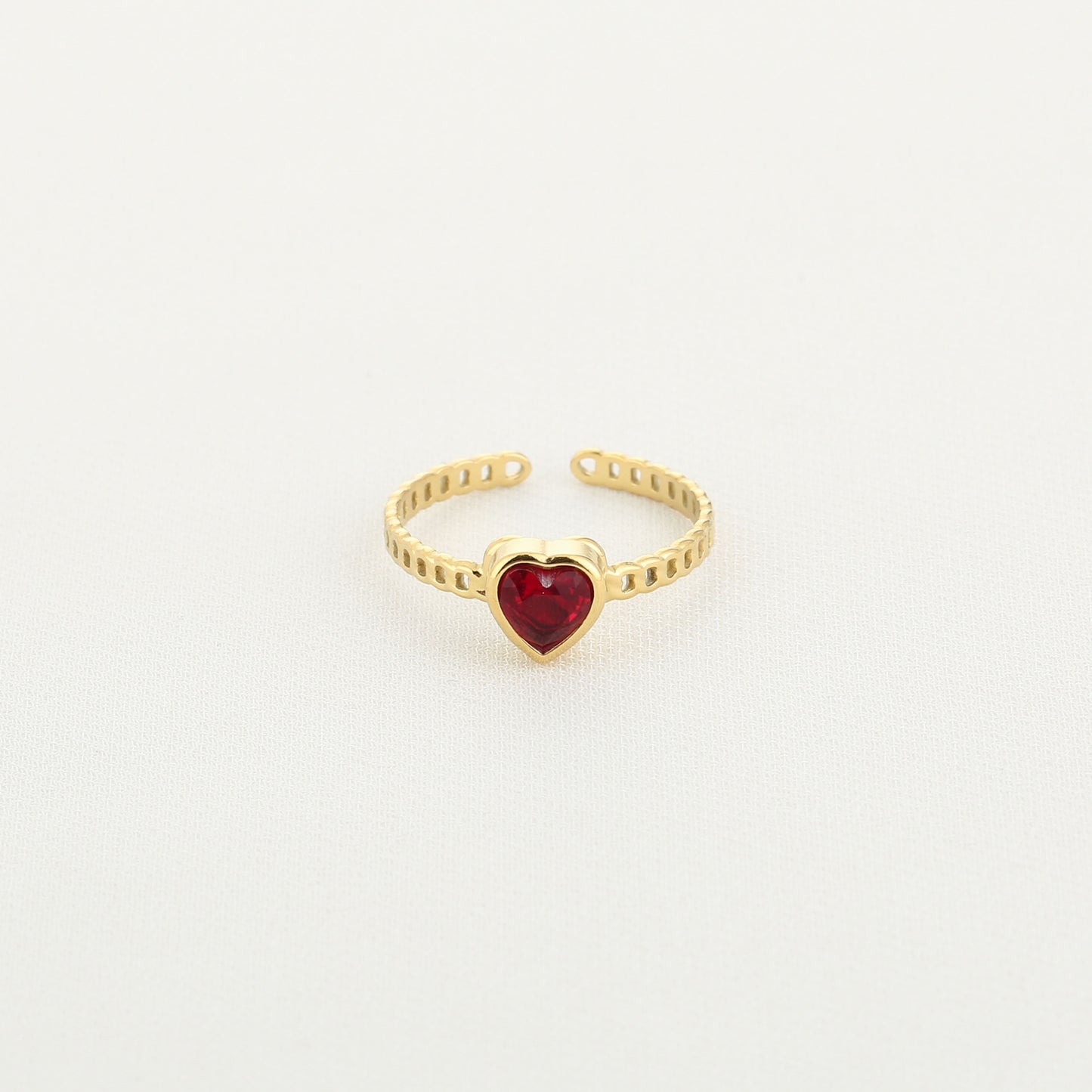 Ring hartje rood goud