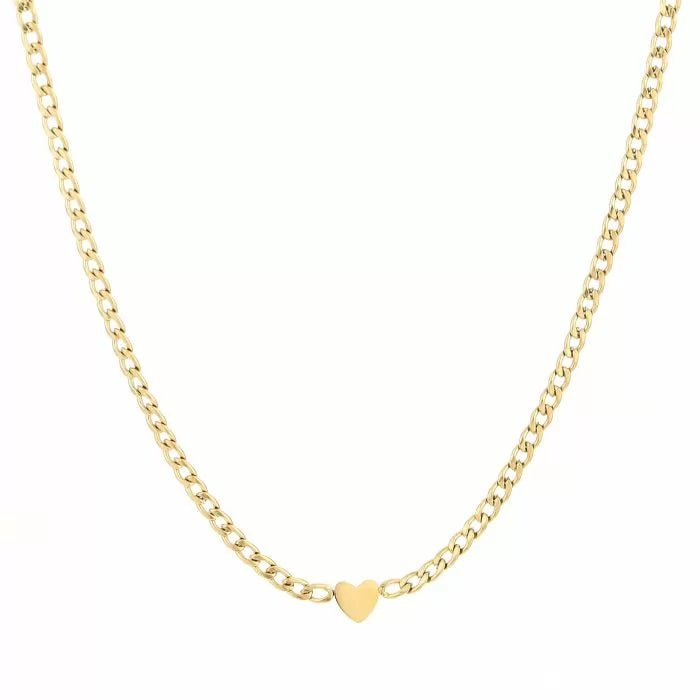 Schakelketting met hart goud