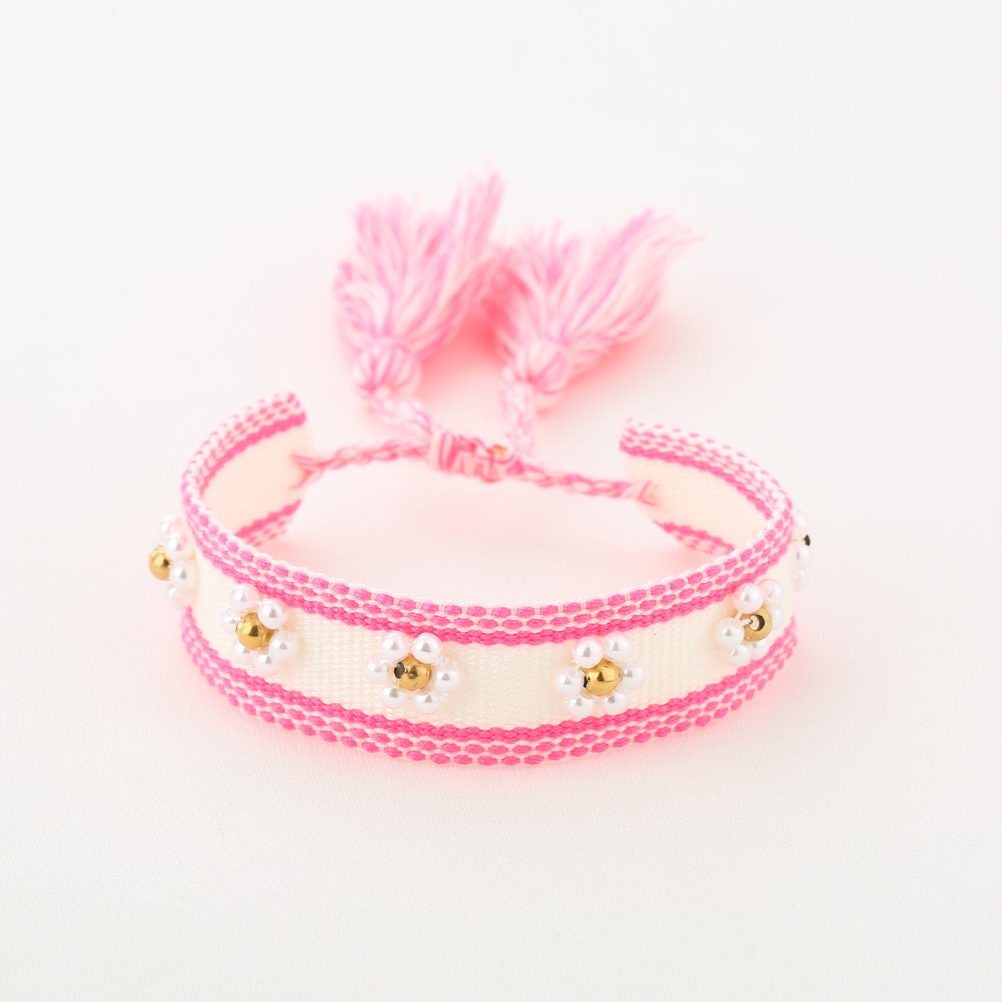 Zomerarmbandje - wit/roze