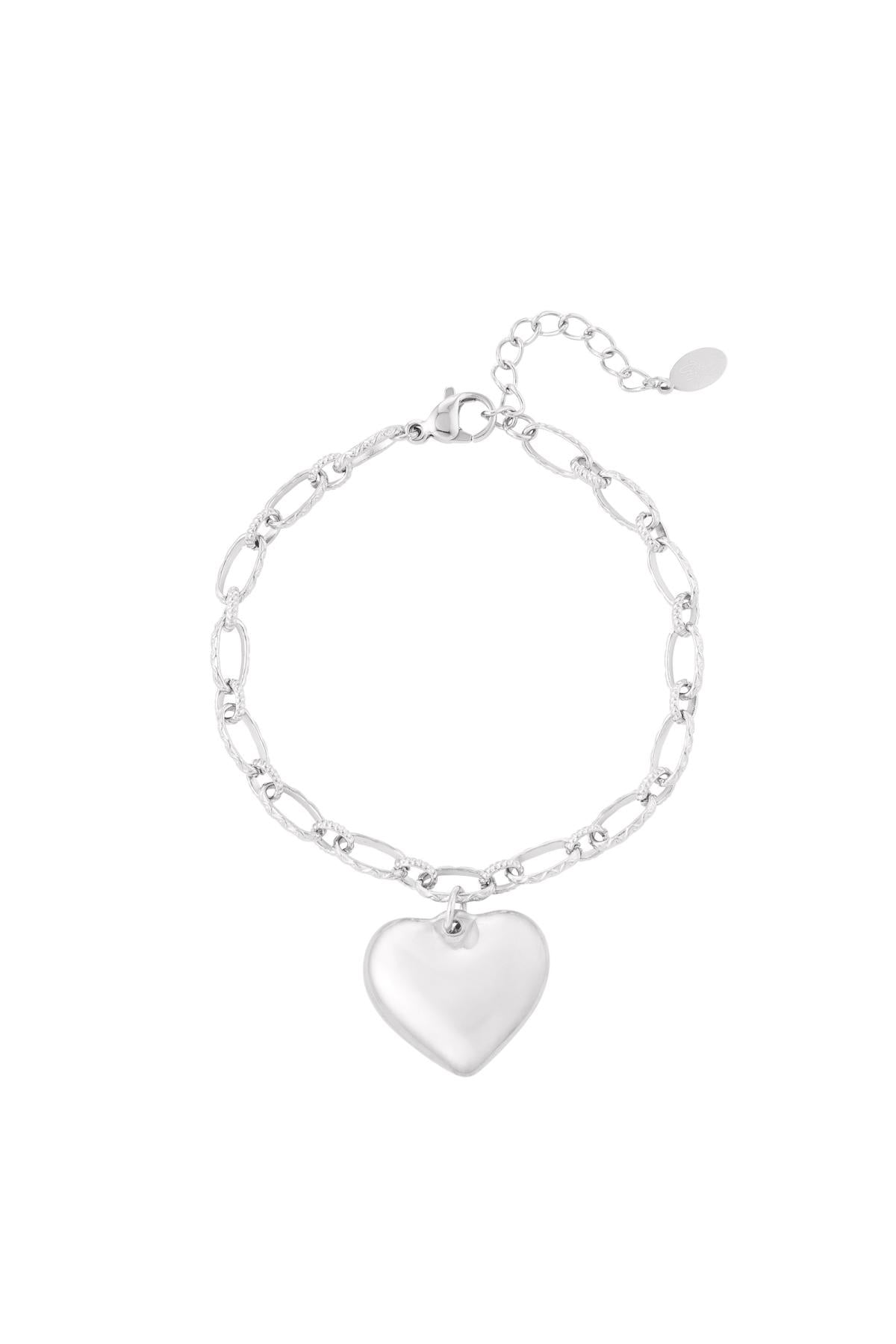 Schakelarmband met hart zilver