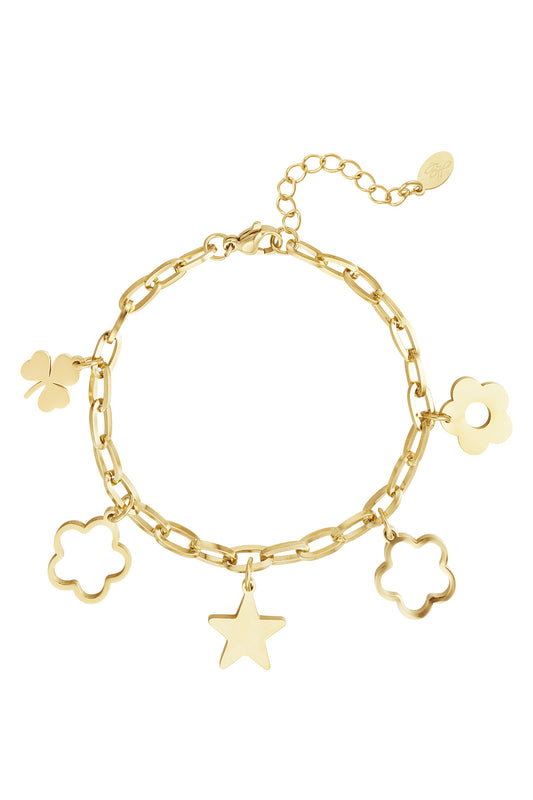 Bedelarmband Flowers-goud