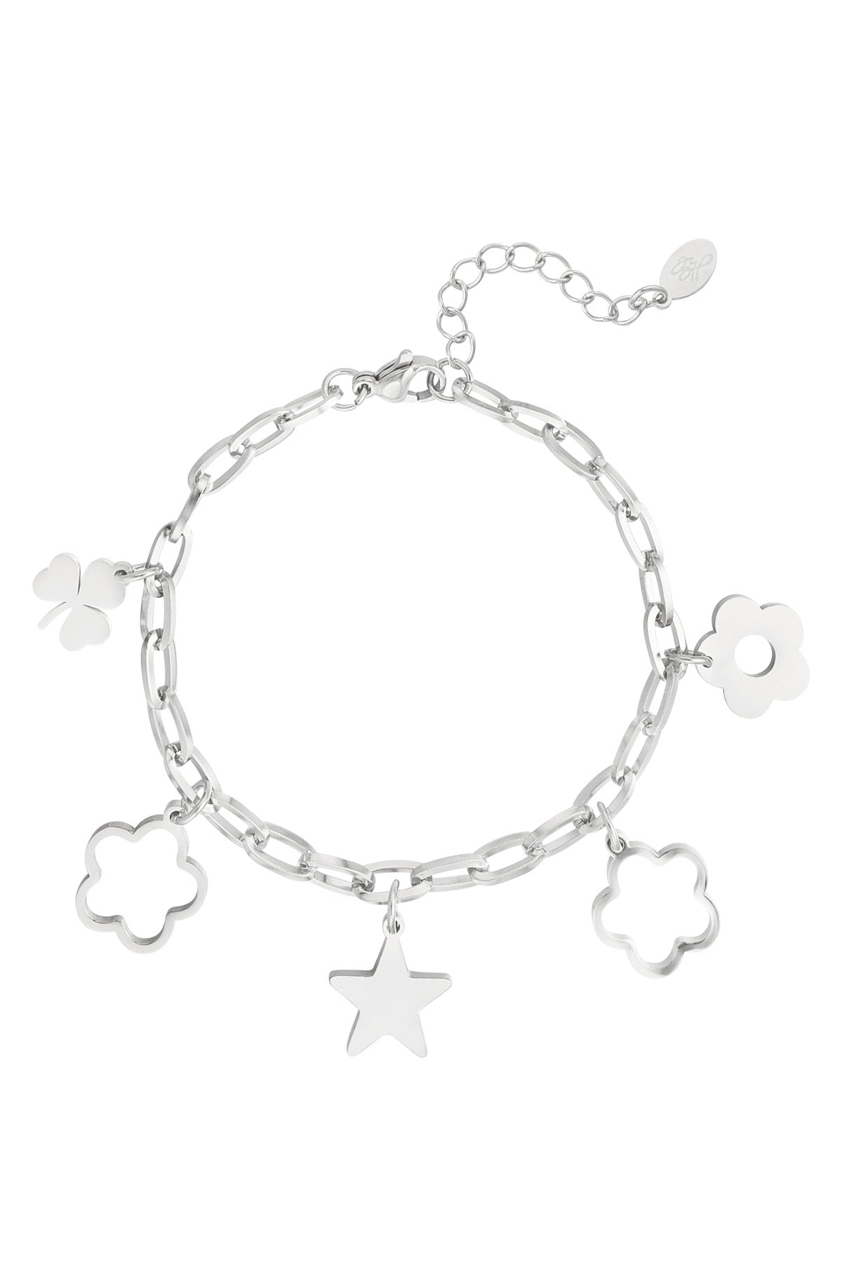 Bedelarmband Flowers-zilver