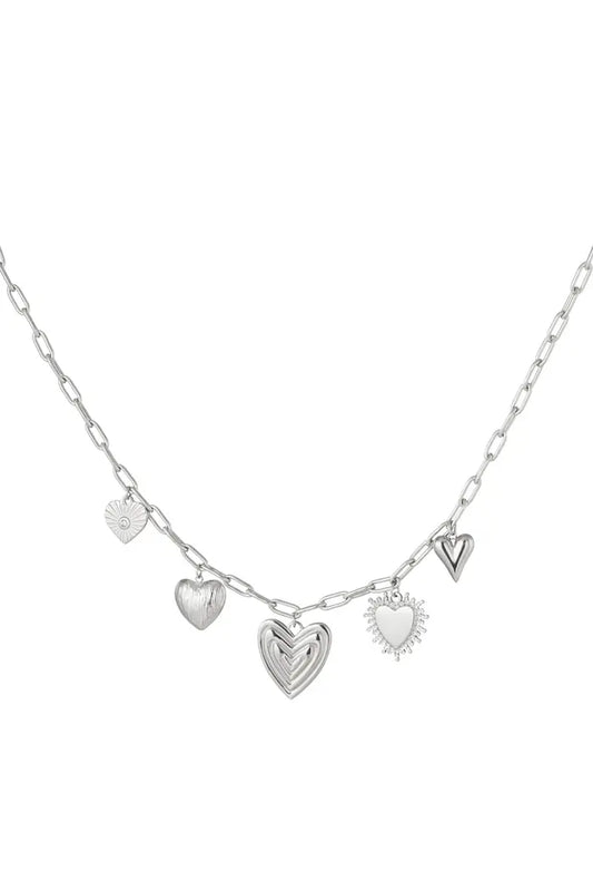 Bedelketting hearts for the win - zilver