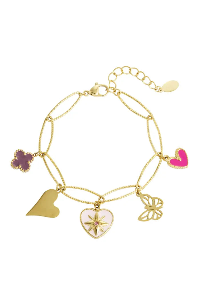 Bedelarmband lovely butterfly - goud