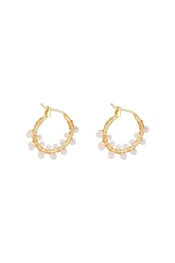 Hoops Crystal Beads roze-goud