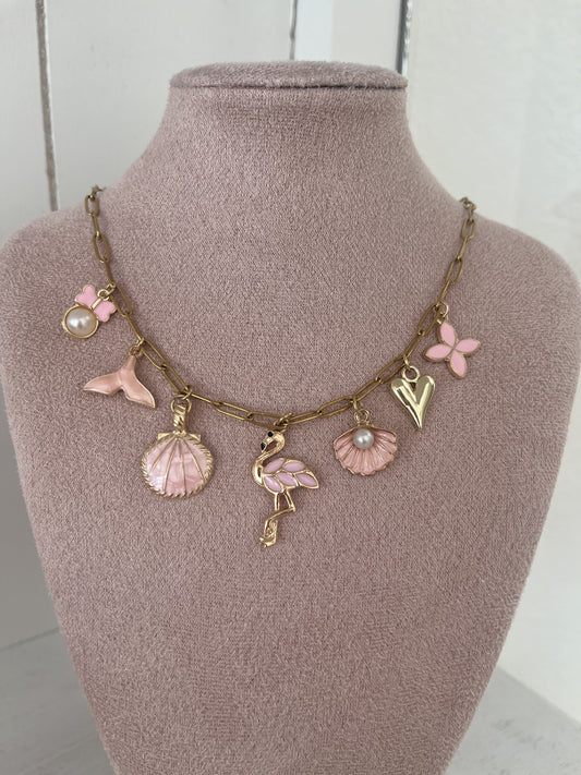 Bedelketting Flamingo - goud