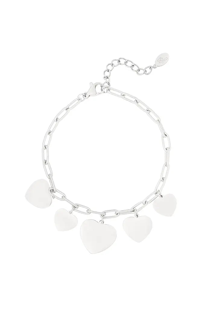 Chunky hearts armband - zilver