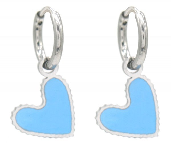 Oorbellen hangers met turquoise hartje - zilver