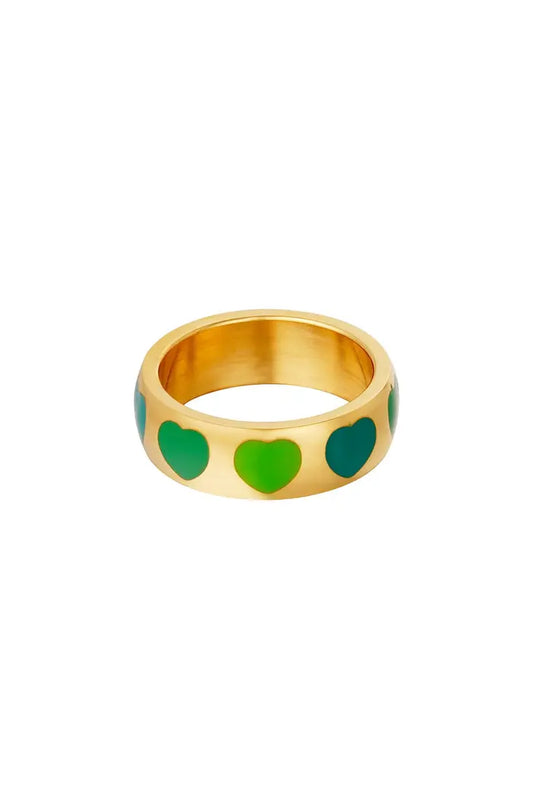 Ring hartjes - groen