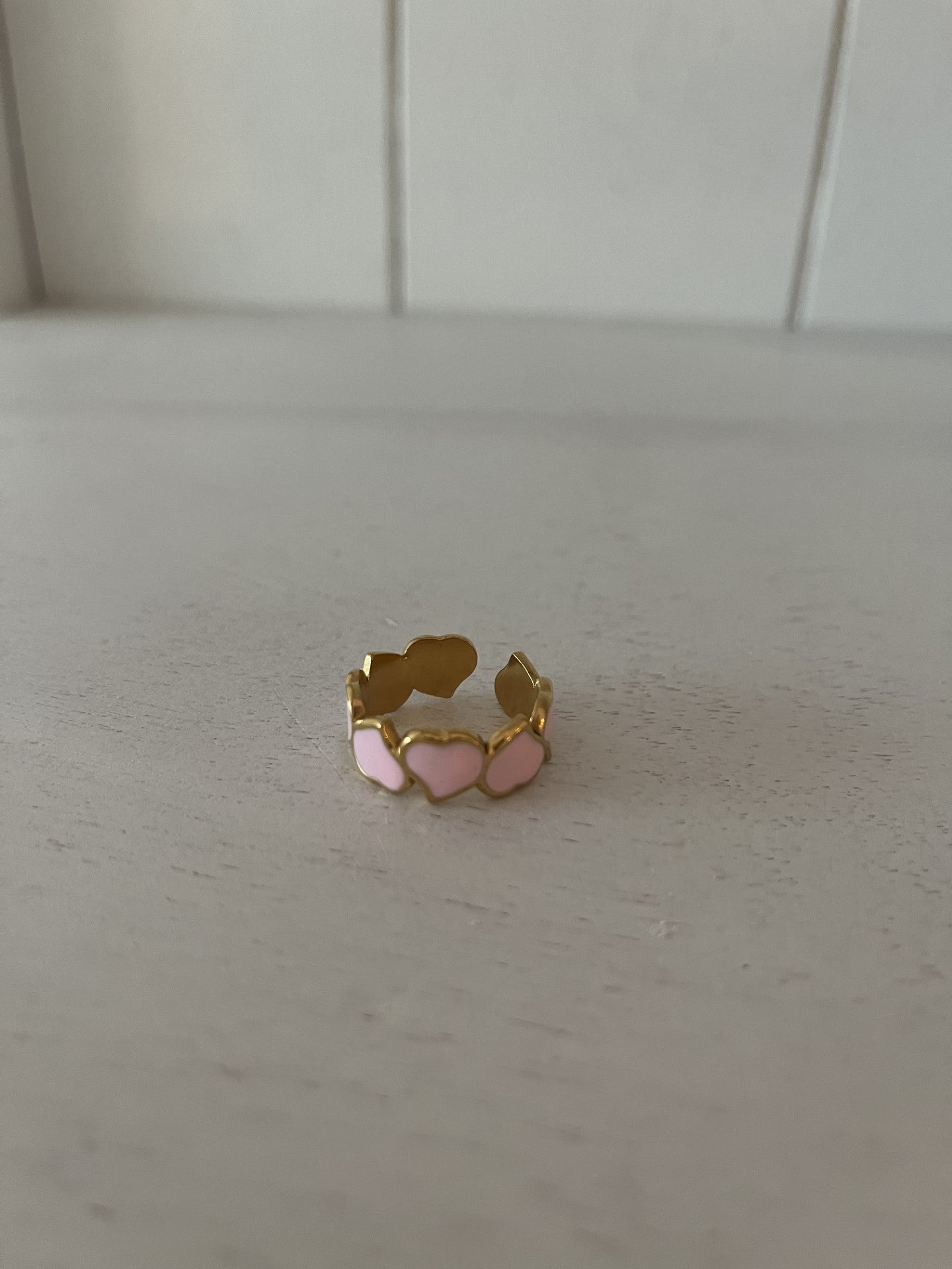 Ring roze hartjes goud