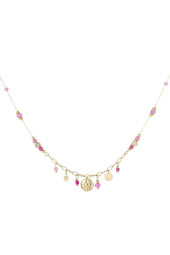 Zomervibe ketting roze - goud